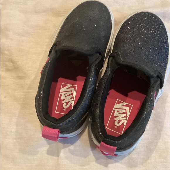 VANS KIDS CLASSIC MISSY BLACK GLITTER SLIP ON SHOES SZ. 11 - Picture 10 of 15